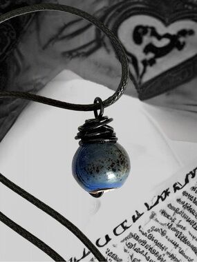 5 For $25💫Handcrafted Blue Ceramic Orb Pendant Necklace